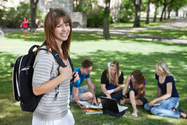 Studentengruppe auf Wiese